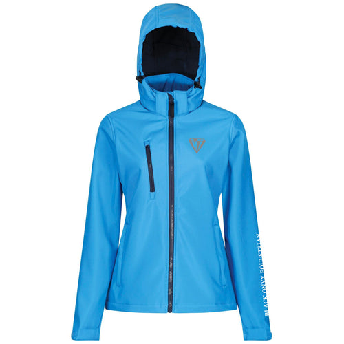 Ladies Hooded 3 Layer Soft Shell Jacket - Blue
