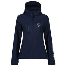 Load image into Gallery viewer, Ladies Hooded 3 Layer Soft Shell Jacket - Navy