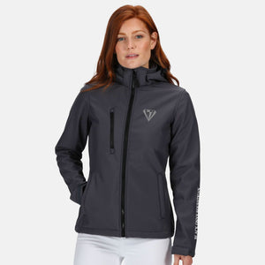 Ladies Hooded 3 Layer Soft Shell Jacket - Seal Grey