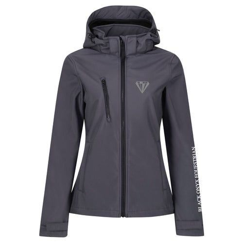 Ladies Hooded 3 Layer Soft Shell Jacket - Seal Grey