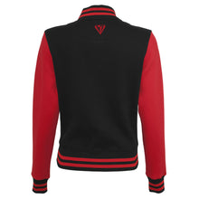 Load image into Gallery viewer, Ladies College Sweater Jacket - Red &amp; Black