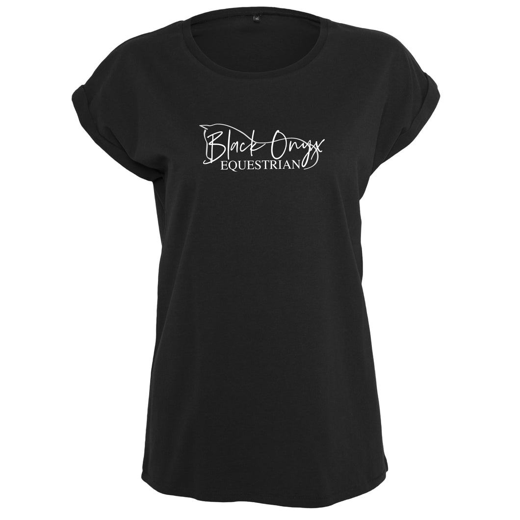 Ladies Rolled Sleeve T-Shirt - Black
