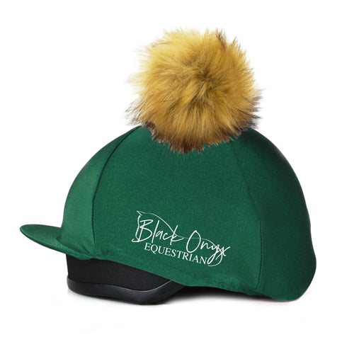Faux Fur Pom Pom Hat Silk Cover - Bottle Green