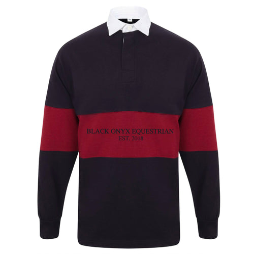 Men's Panelled Retro Rugby Shirt - Navy & Burgundy