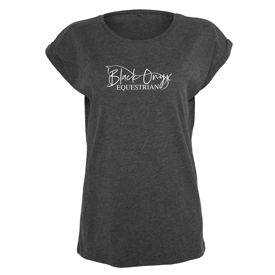 Ladies Rolled Sleeve T-Shirt - Charcoal