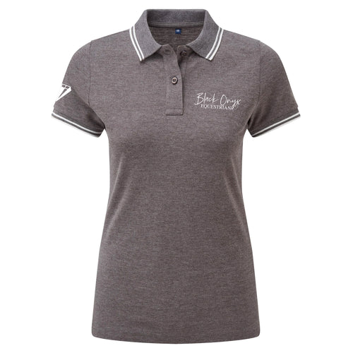 Ladies Classic Fit Contrast Polo - Charcoal & White