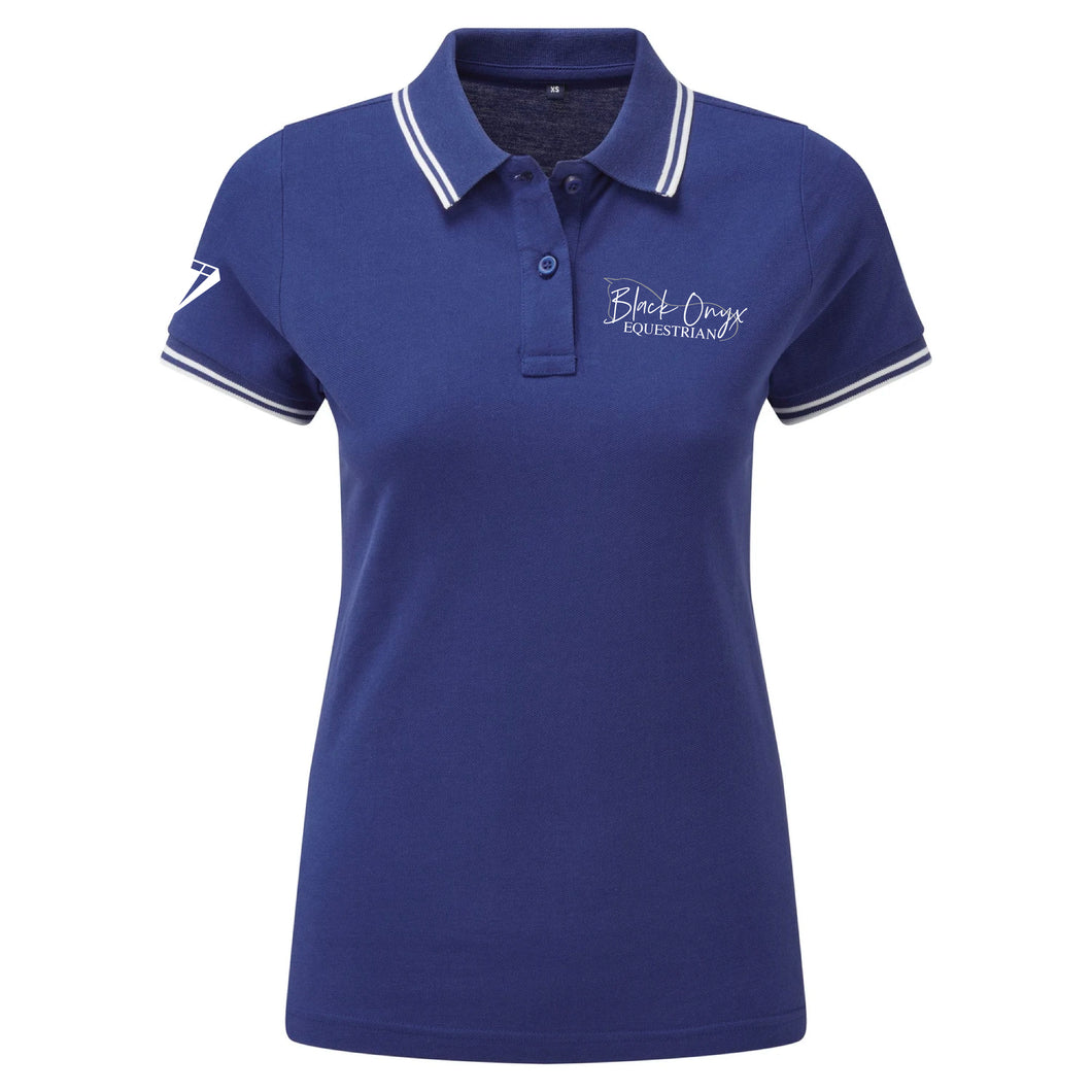 Ladies Classic Fit Contrast Polo - Royal Blue & White