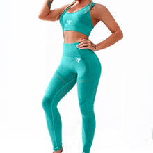 Load image into Gallery viewer, Sports Bra &amp; High Waisted Leggings Set - Green