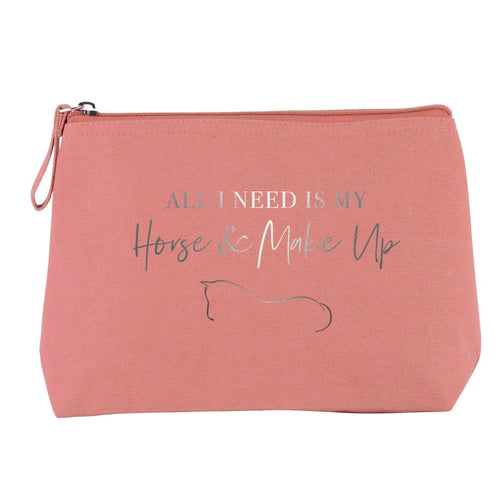 Horse & Make Up Cosmetic Bag - Dusty Pink