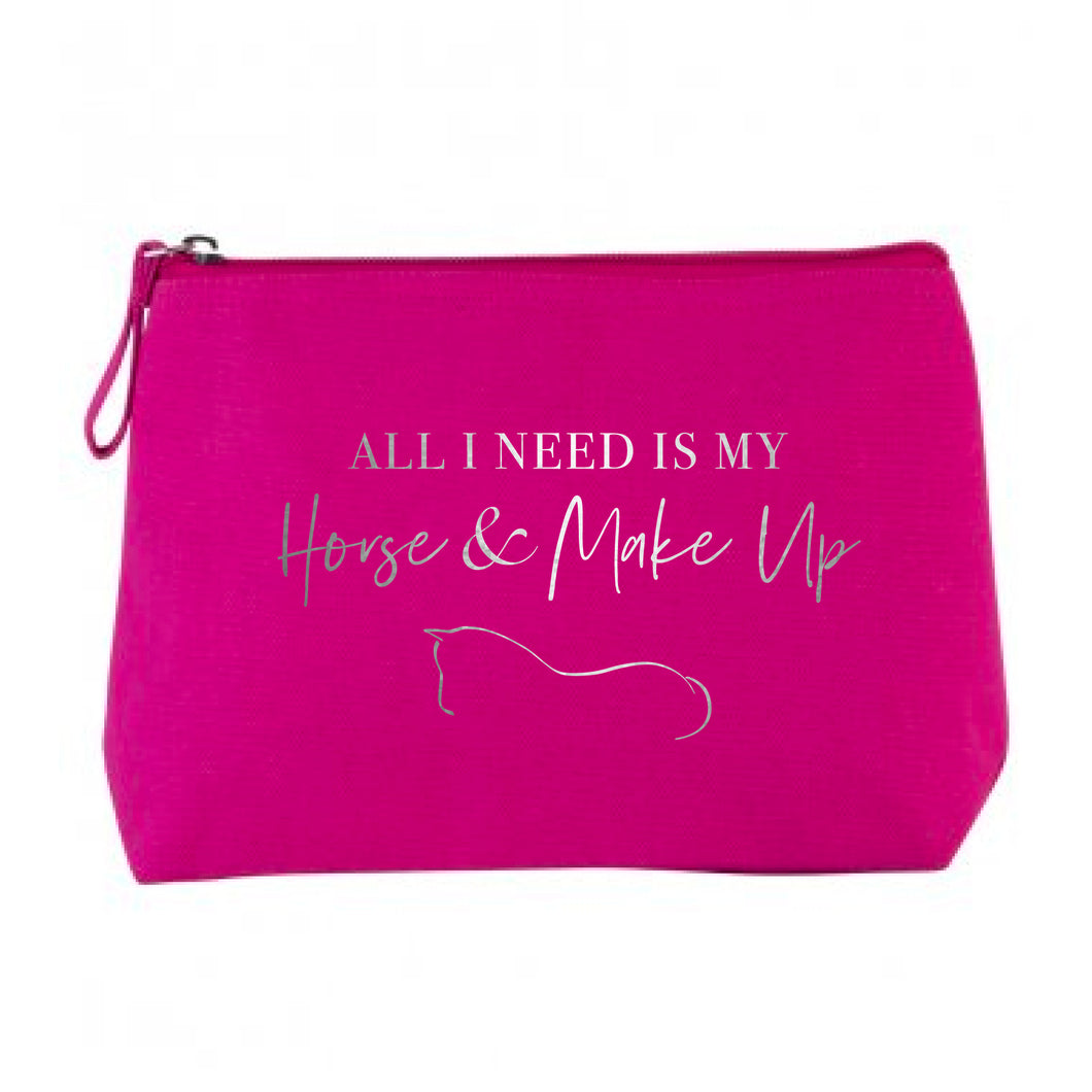 Horse & Make Up Cosmetic Bag - Hot Pink