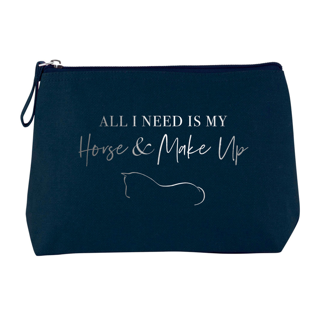 Horse & Make Up Cosmetic Bag - Navy