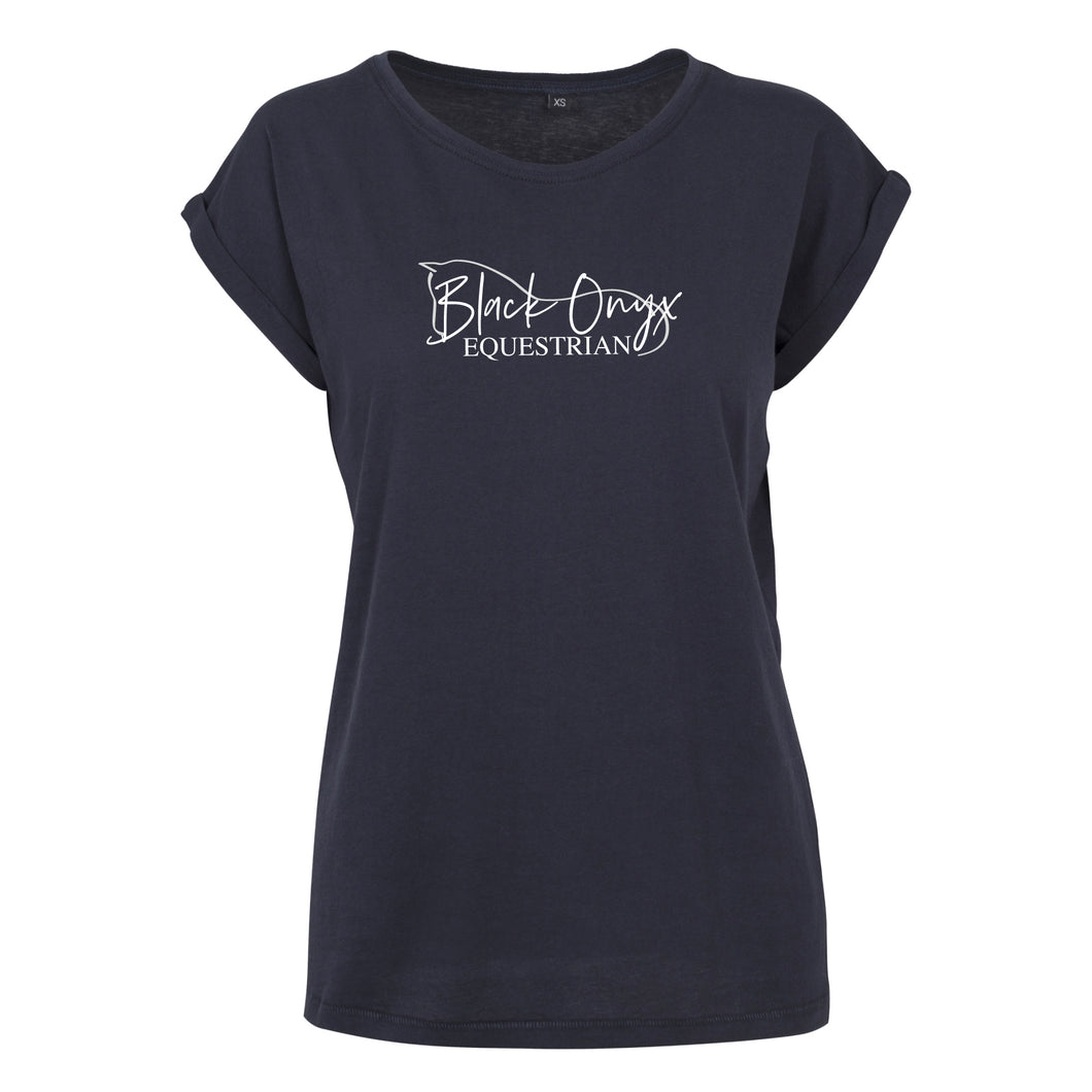 Ladies Rolled Sleeve T-Shirt - Navy