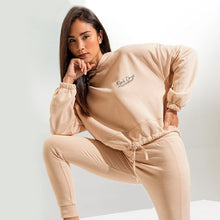 Load image into Gallery viewer, Ladies Oversize Cropped Tie Hoodie - Nude