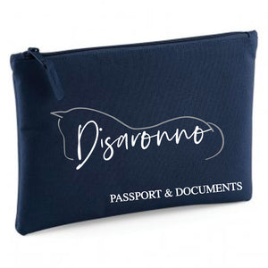 Personalised Passport & Documents Pouch - Navy