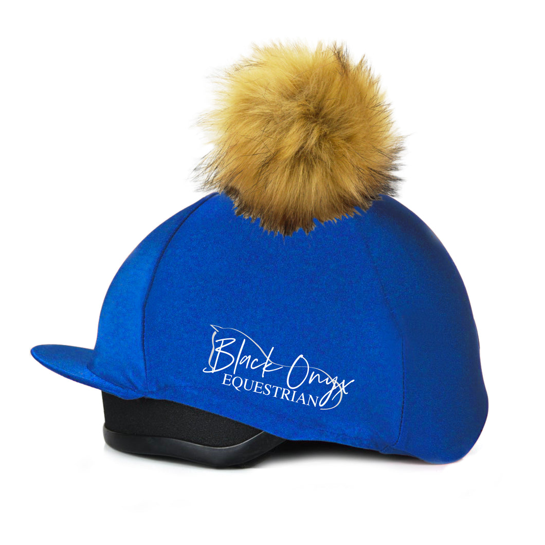 Faux Fur Pom Pom Hat Silk Cover - Royal Blue
