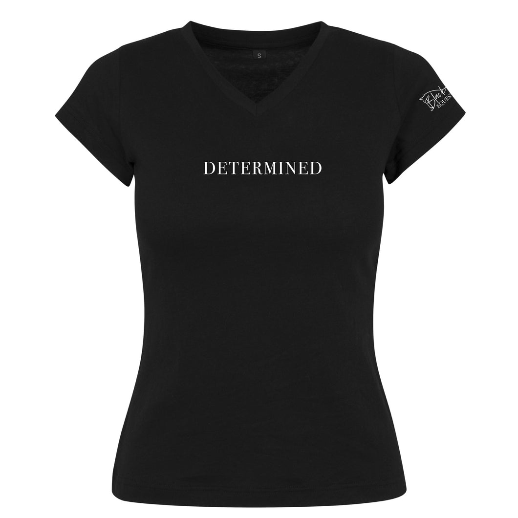 Ladies Determined V-Neck T-Shirt - Black