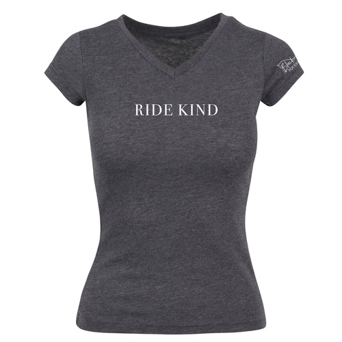 Ladies Ride Kind V-Neck T-Shirt - Charcoal