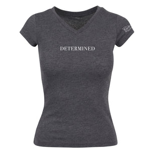 Ladies Determined V-Neck T-Shirt - Charcoal
