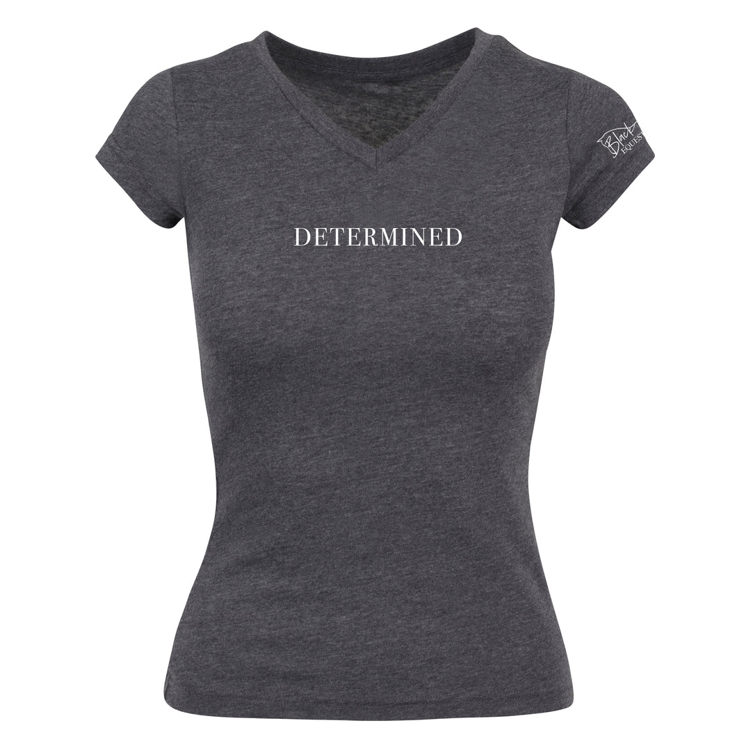 Ladies Determined V-Neck T-Shirt - Charcoal
