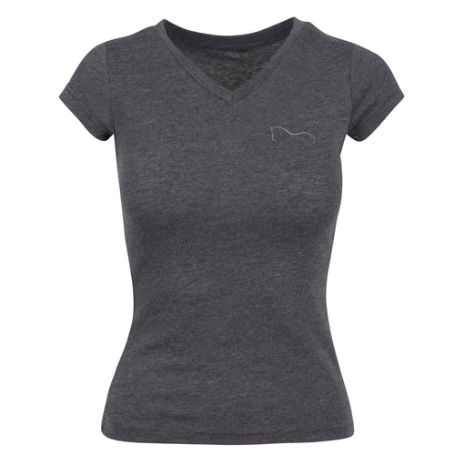Ladies Classic V-Neck Metallic T-Shirt - Charcoal
