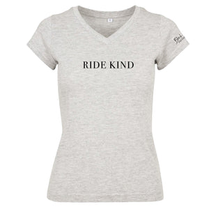 Ladies Ride Kind V-Neck T-Shirt - Grey