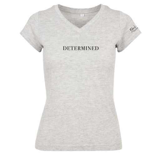 Ladies Determined V-Neck T-Shirt - Grey