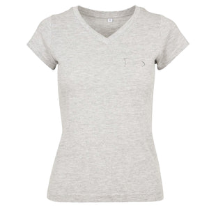 Ladies Classic V-Neck Metallic T-Shirt - Grey