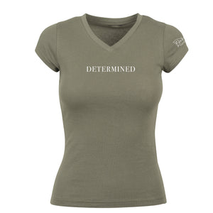 Ladies Determined V-Neck T-Shirt - Khaki