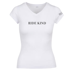 Ladies Ride Kind V-Neck T-Shirt - White