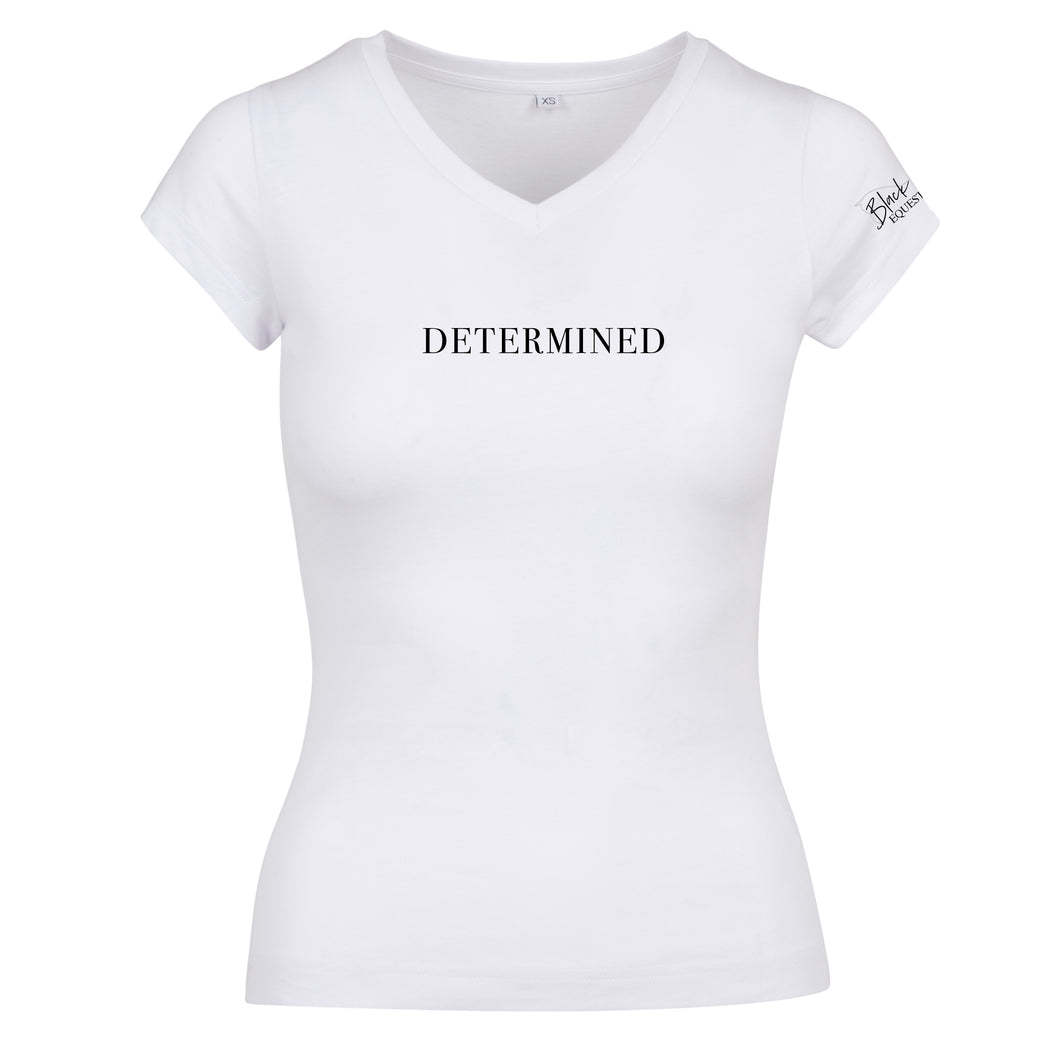 Ladies Determined V-Neck T-Shirt - White